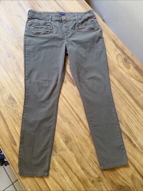 NYDJ Super Skinny Jeans in Olive with Copper Accents and Zippers